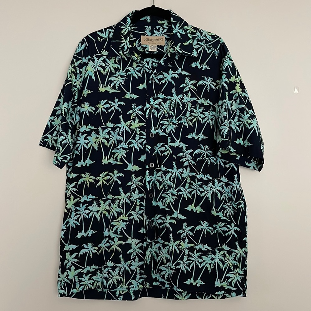 Johari West Mens Summer Button Down Shirt Sz L